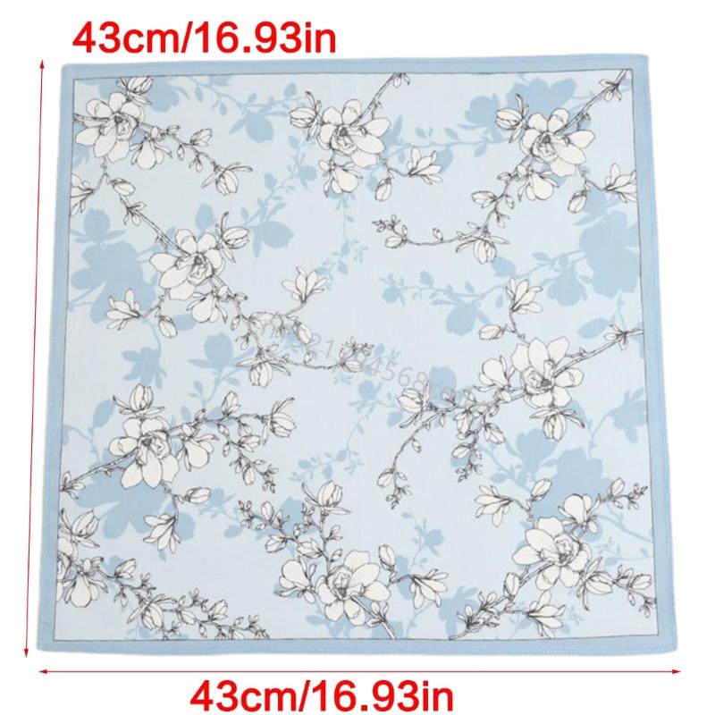 1PC Cotton Women Handkerchief Hanky Kerchiefs Square Printing Flowers Hankies 6XDE