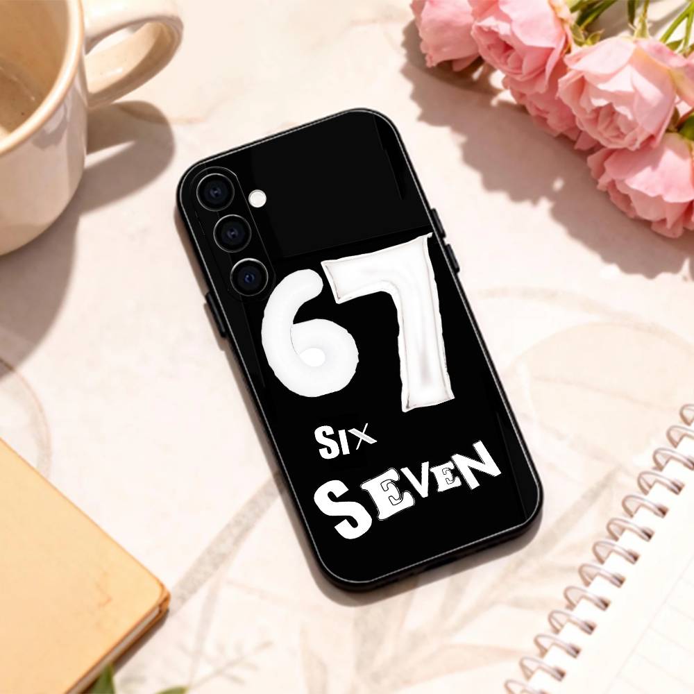 67 S-Six Seven Viral Slang Phone Case For Samsung Galaxy A73,A72,A71,A70,A53,A52,A51,Others Soft Black Shell