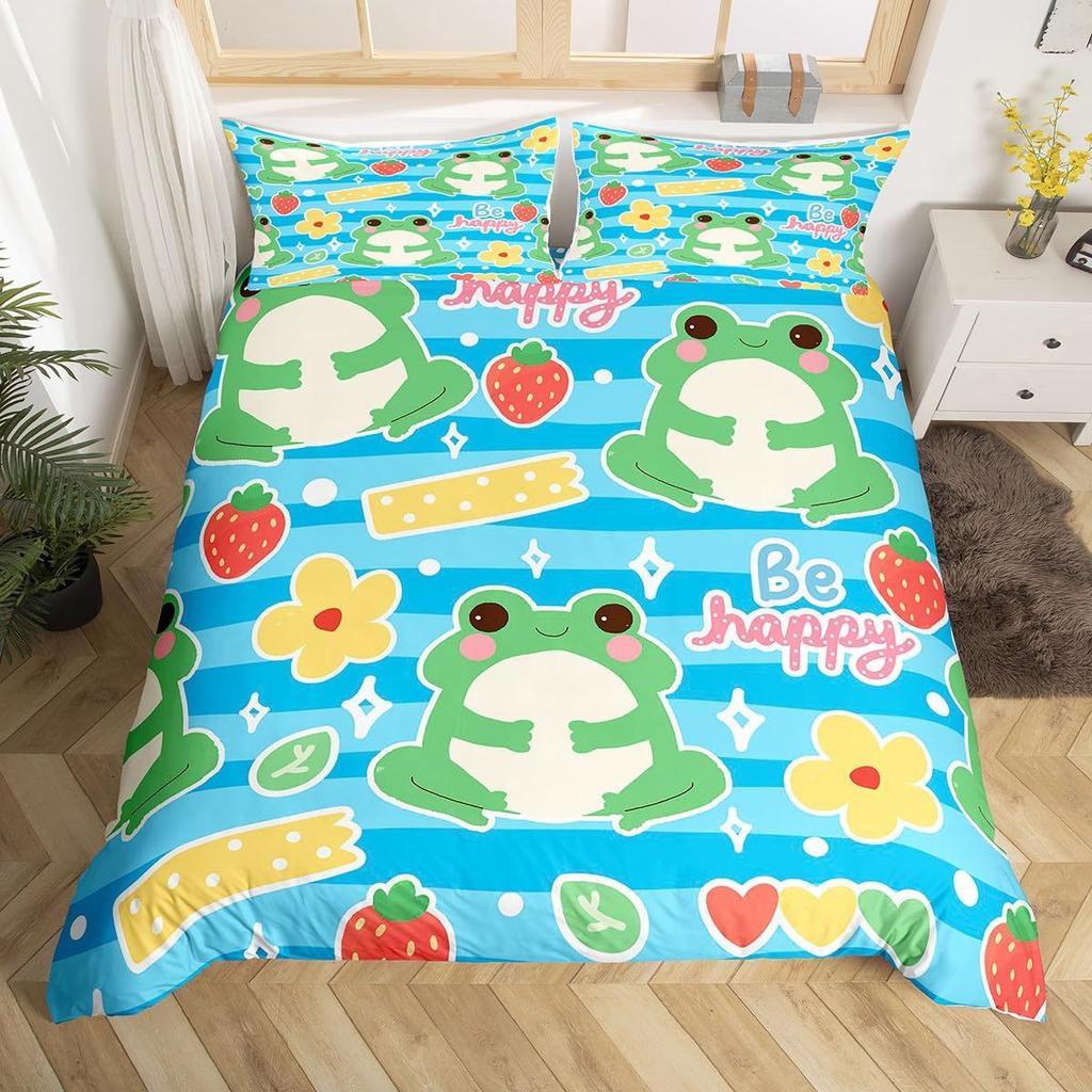 Frog Soft Comfortable Quilt Cute Animal Three-Piece Full Size Children Male Female Adult