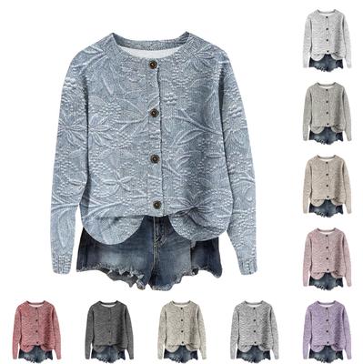 Women's Vintage Knit Button Vintage Print Cardigan Jacket