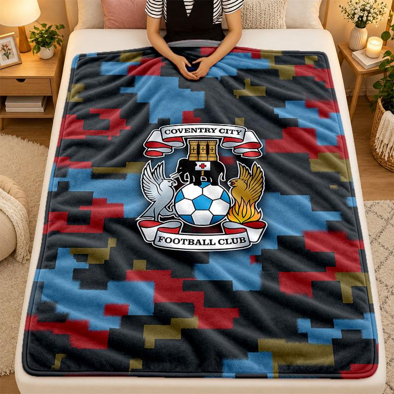 Flannel BlanketCoventry City Football Warm Soft Throw Blanket for Indoor Sofa Bed Living Room Use