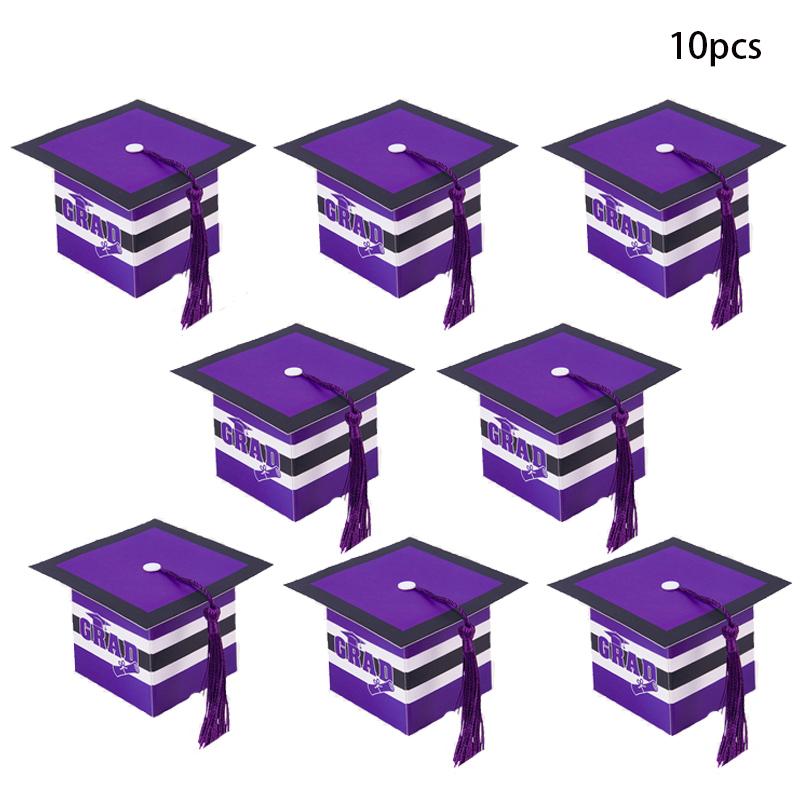 Graduation Decor Candy Boxes Bachelor Hat Chocolate Gifts Packing Bags with Tassel 2025 Congrats Grad Celebration Party Favors