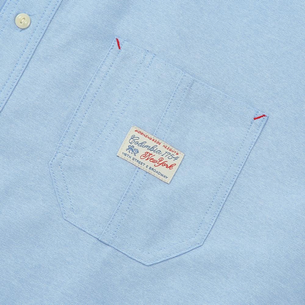 COLUMBIA UNIVERSITY Sl-Label One Pocket Oxford S/S Shirts Blue