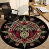 1PC Mayan Calendar Aztec Sun Office Round Area Rug, Mat Suitable For Office, Under Office Chairs Bedroom Living Room Home Decor, Room Deco