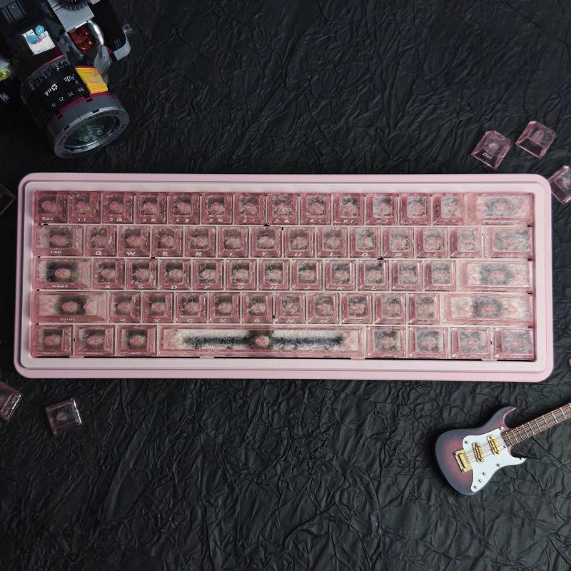 

Ice Carbon Fiber Side-Engraved Keycap Set (119 Keys) - Compatible with Mechanical Keyboards and WOOTING Little Bee Magnetic Switches. розовый