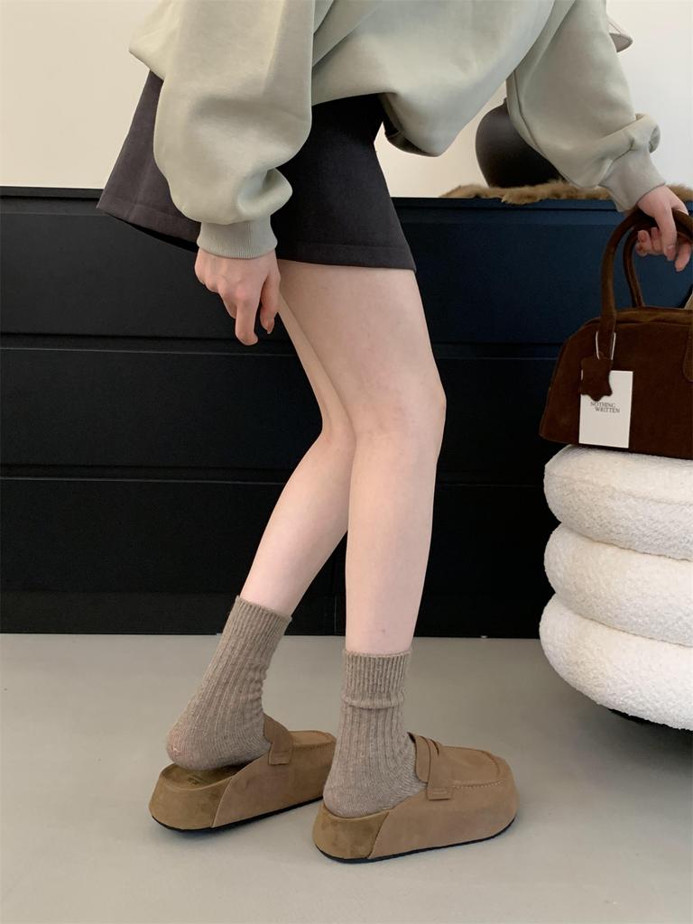 Walking Cozy Casual Baotou Half Slipper Loafers Female Slingback Slip On Mule For Women Platform New 2024 Design Comfort