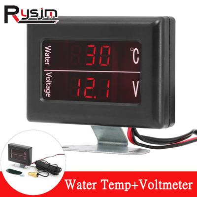 12V / 24 V Universal 2 In 1 Digital Water Temperature Gauge+Volt Gauge with Sensor M10 for Car / Truck VOLT Meter
