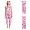V-Neck Sleeveless Back Zipper Print Bodysuit for Women Special Needs Nursing Hospital Pyjamas Jumpsuit