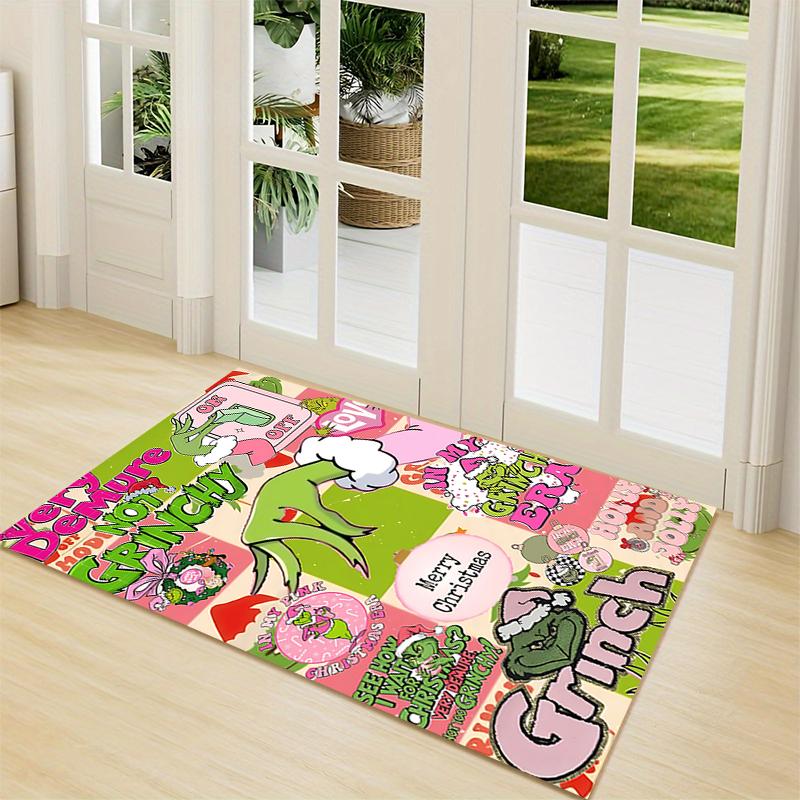 Grinch Christmas Collage Carpet Rug Soft Washable Antislip Home Living Room Sofa Mats Personalized Christmas Rug