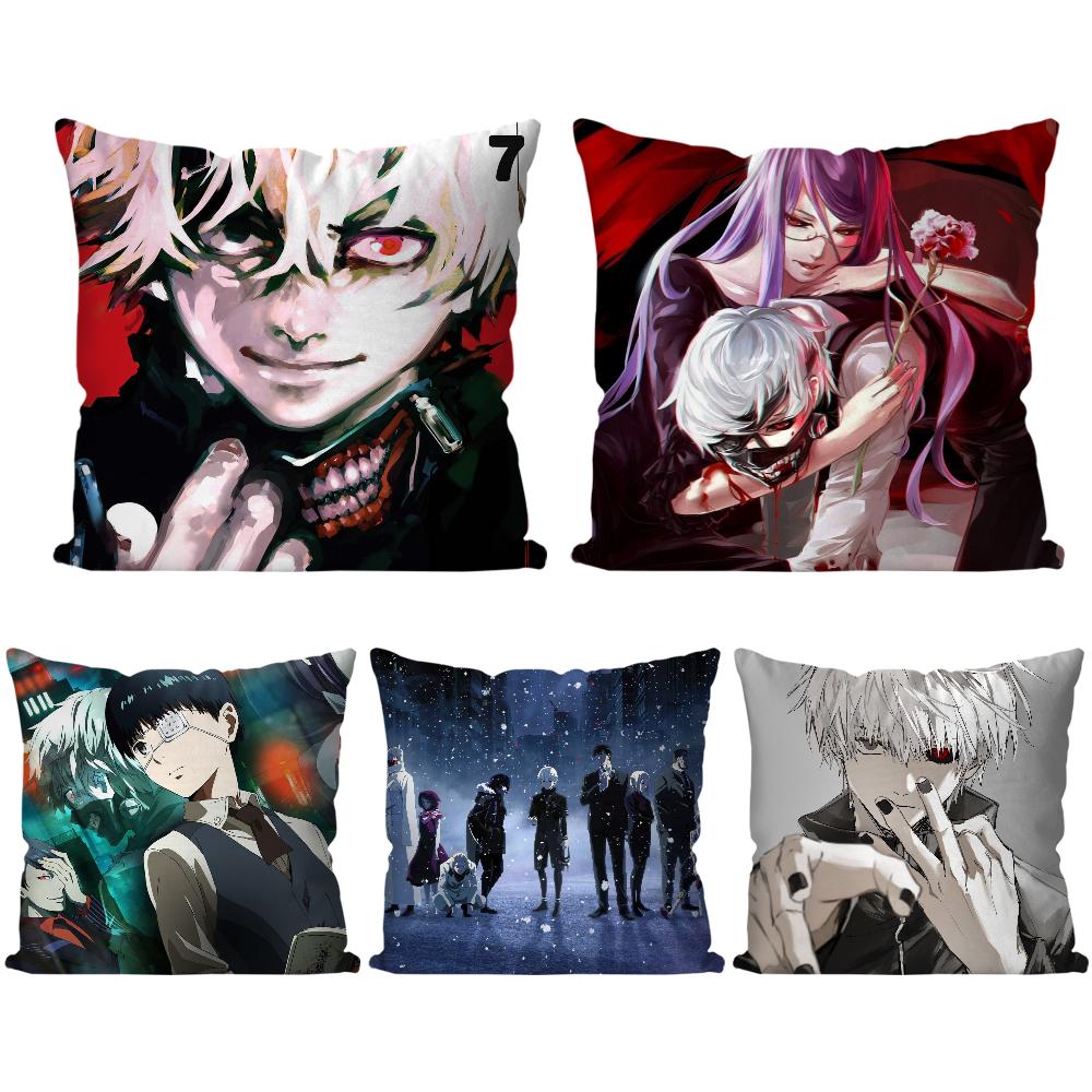 Bilibili Tokyo Ghoul Anime Pillow Case Square Pillow Bedroom Sofa Leisure Comfort Cushion Car Living Room Home Decoration 40X40
