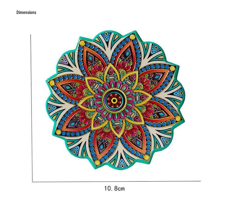 Keramische onderzetter met mandala-bloemmotief - Warmte-isolerende en antislip decoratieve mat voor koffie- en eettafels