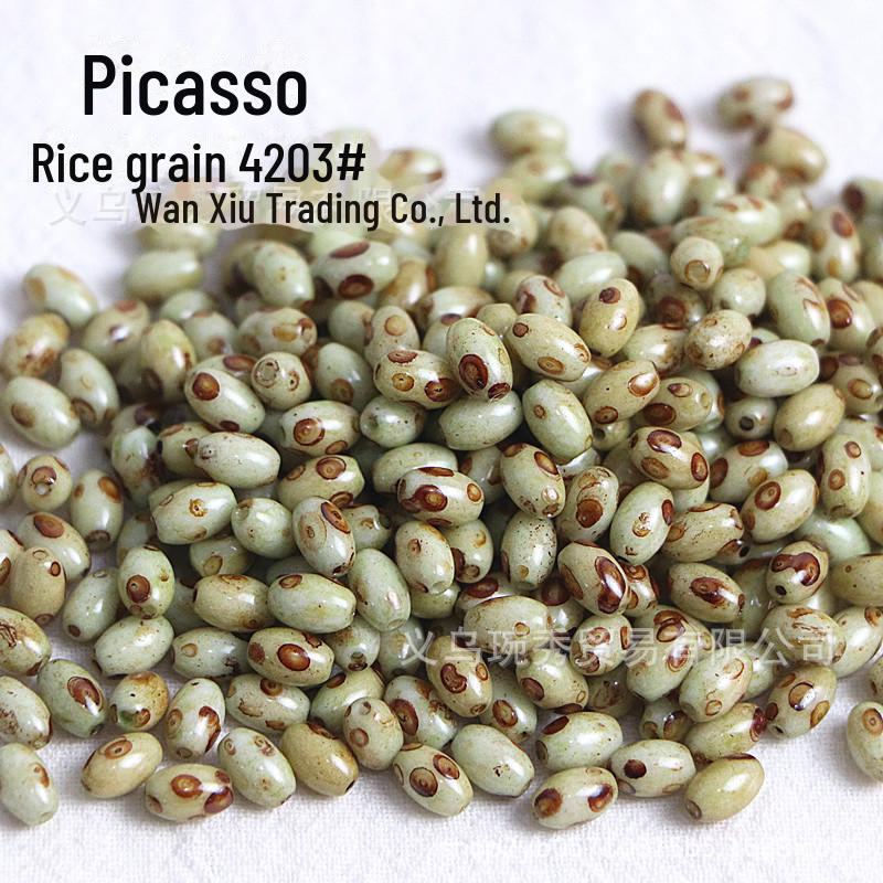 Picasso 4x6mm Ovale Reisperlen für DIY Armbänder & Halsketten