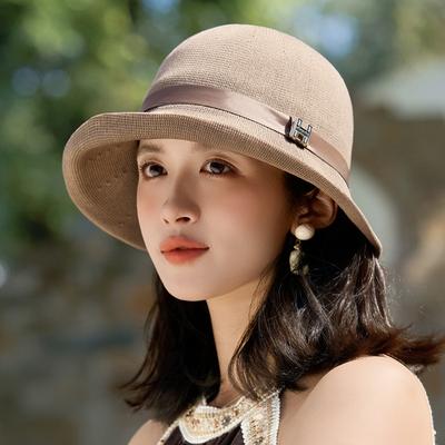 Koreanischer eleganter Bucket Hat Mode H Standard UV-Schutz Damen Strick-Beckenhut Outdoor Reise Sonnenschutz Sonnenhut