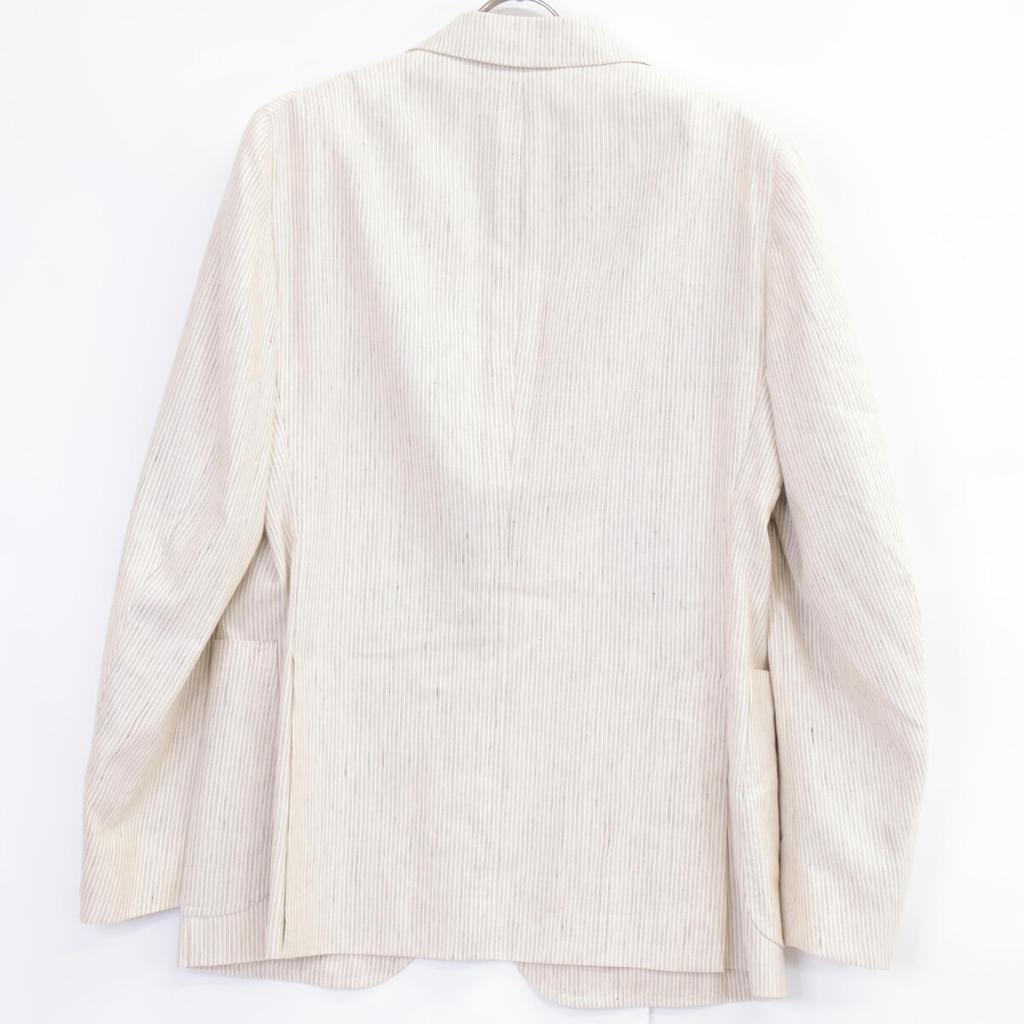 ISAIA CAPRI 21GSI Silk x Linen Base Stripe Single Jacket Jacket 48 beigeUsed