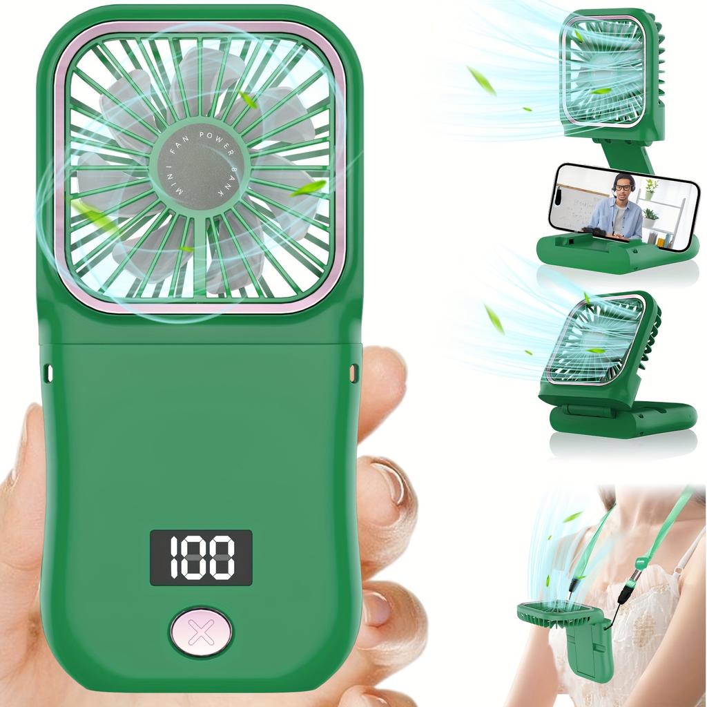 30000mAh Battery Portable Handheld Mini Fan with Digital Display Ultra-thin Folding Neck Fan USB Rechargeable 3-speed