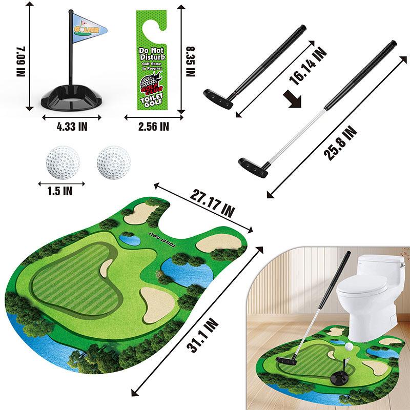 Generic Toilet Golf Set Mini Putting Game With Mat Putter 2 Balls Bathroom Leisure Entertainment Toy Adult Golfers Toilet Fun