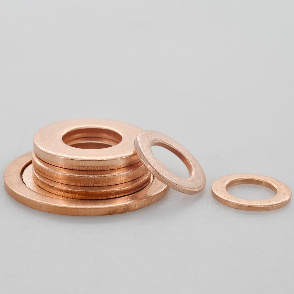 Solid Pure Copper Oil Plug Gasket M5 M6 M8 M10 M12 M14 M16 M18 M20 M22 M24 Motorcycle Oil Pan Flat Sealing Gasket O-ring Washer