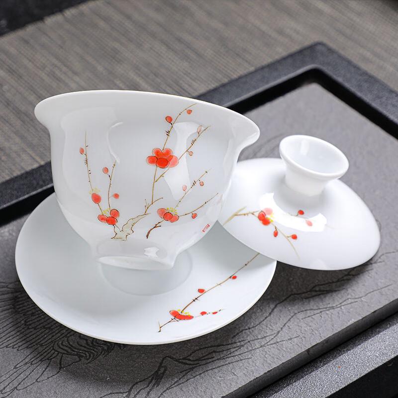Tuopai Hand-Painted Red Plum Porcelain Tea Set