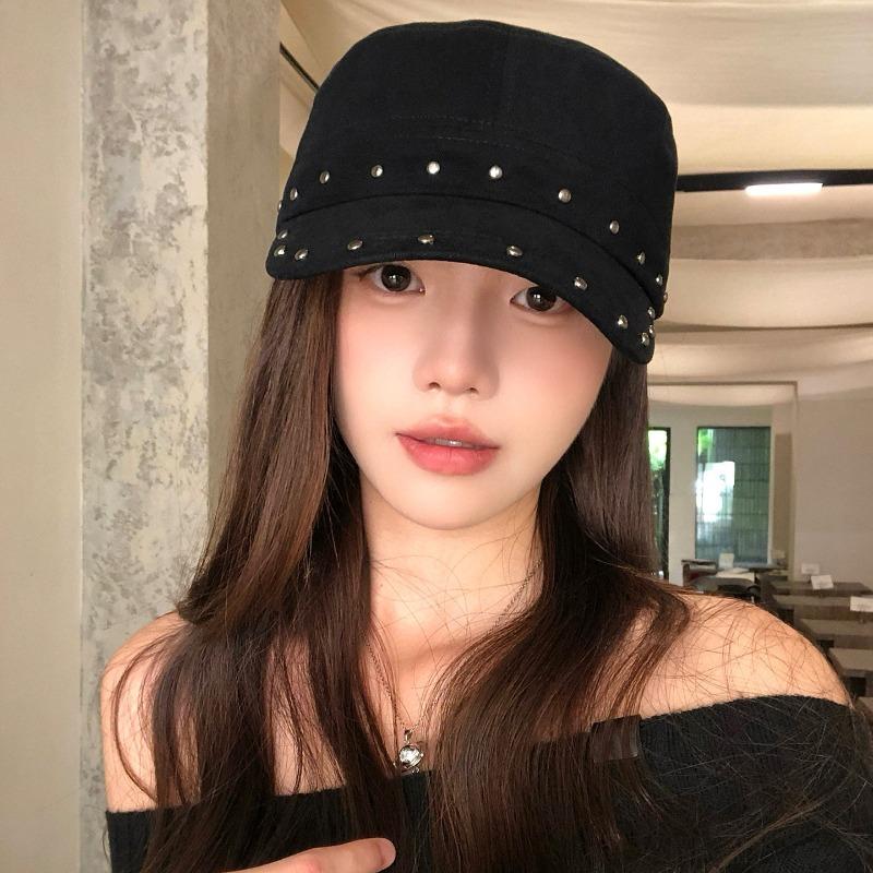 Women S Vintage Rivet Flat Top Equestrian Hat Summer Sun Protection Casual Hat