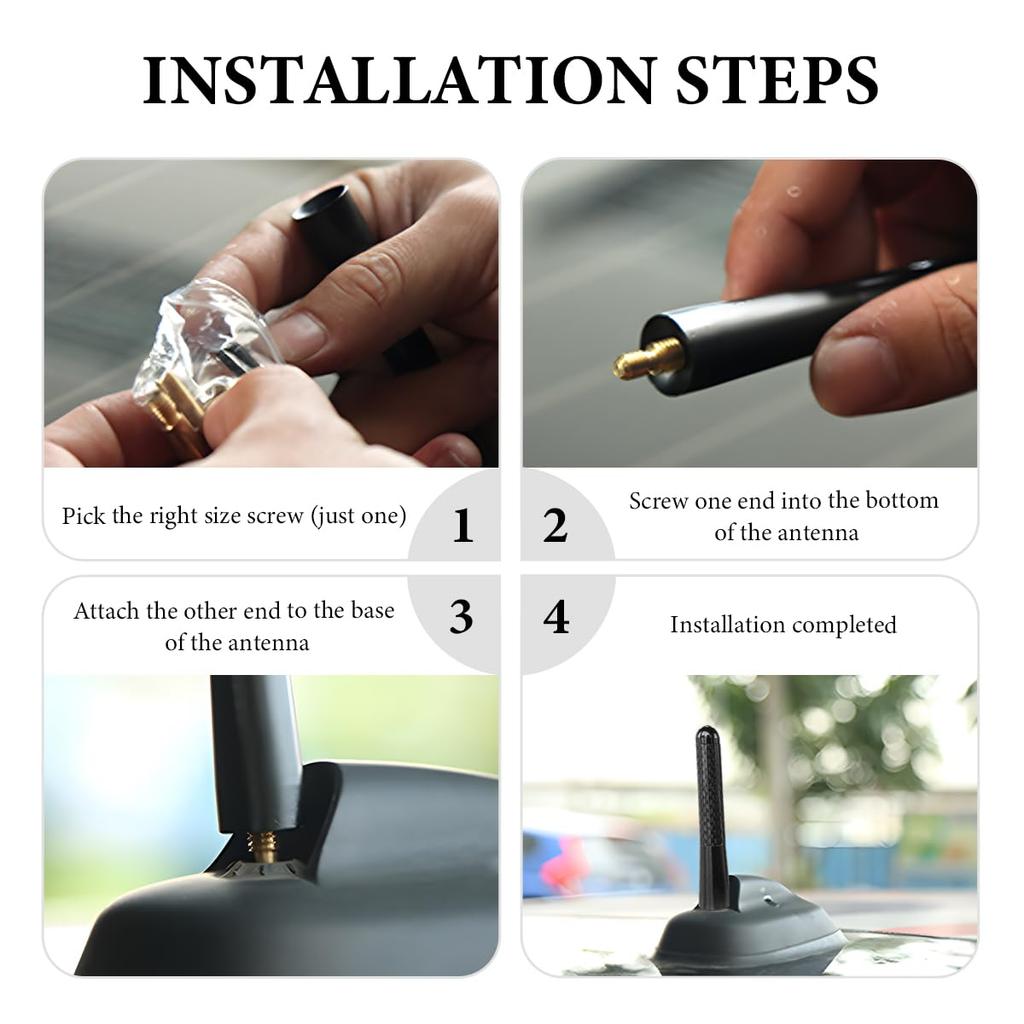 Radio Aerial Antenna Car Roof Antenna Carbon Fiber 3.5/8/12cm Radio FM/AM Metal Receiving Antennas Short Stubby Mast Antenna