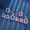 Jewelry Copper Bottom Gold Plated Jewelry Set Simulation Color Treasure Corundum Temperament Set Female Main Stone 8 * 12-6 * 8