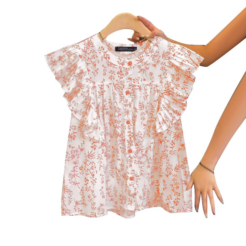 ZANZEA Women Casual Round Neck Print Summer Sleeveless Tank Tops