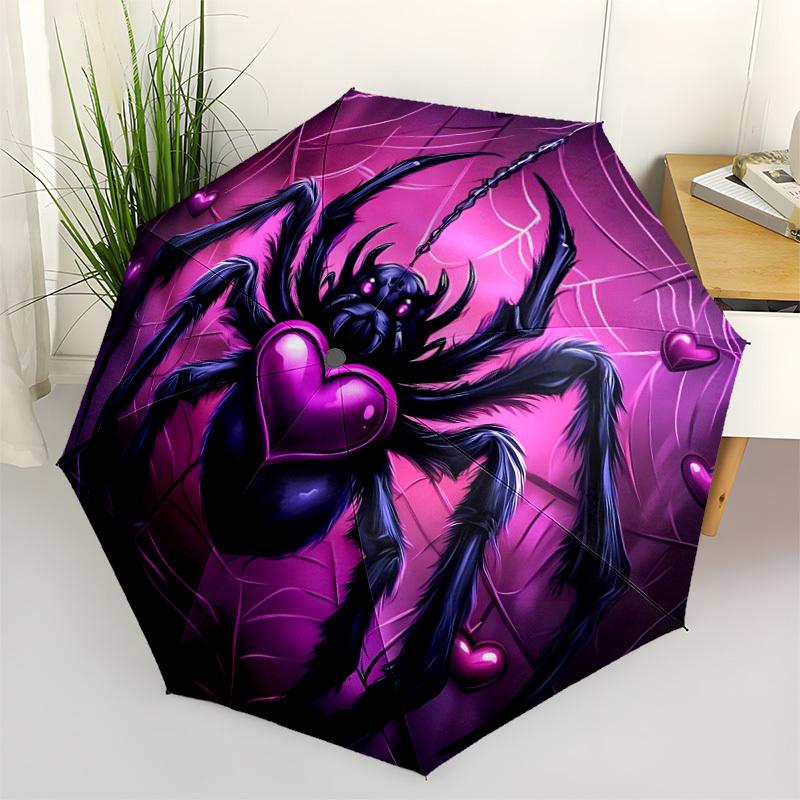 1pc Spider Web Automatic Folding Umbrella, Lightweight Retractable Compact Travel Umbrella, 8-Rib Sturdy Frame, Fine Outdoor Umbrella006