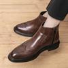 Mode Herrenstiefel PU High Cut Einfarbig Seitlicher Reißverschluss Blockgeschnitzt Klassisch Bequem Business Formelle Schuhe