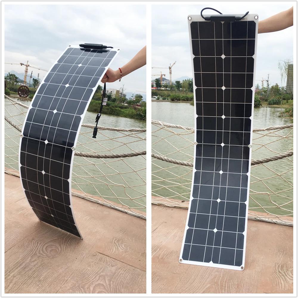 Pannello Solare 50W/100W Monocristallino Flessibile Kit Pannello Solare Sistema Caricabatterie