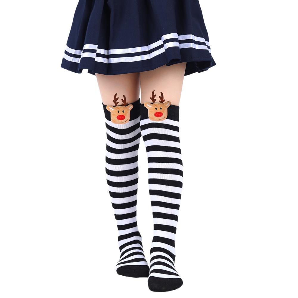 New Arrival Kids Christmas Socks With Cute Cartoon Deer Plush Toy Polyester Fabric Friction Resistant
