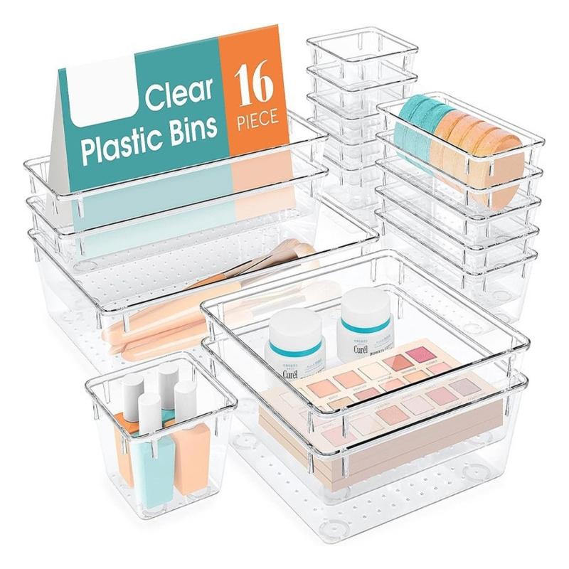 16/25 Pcs Kitchen Organiser Drawer Divider Drawer Organiser Dressing Table Organiser Make Up Organiser for Bedroom