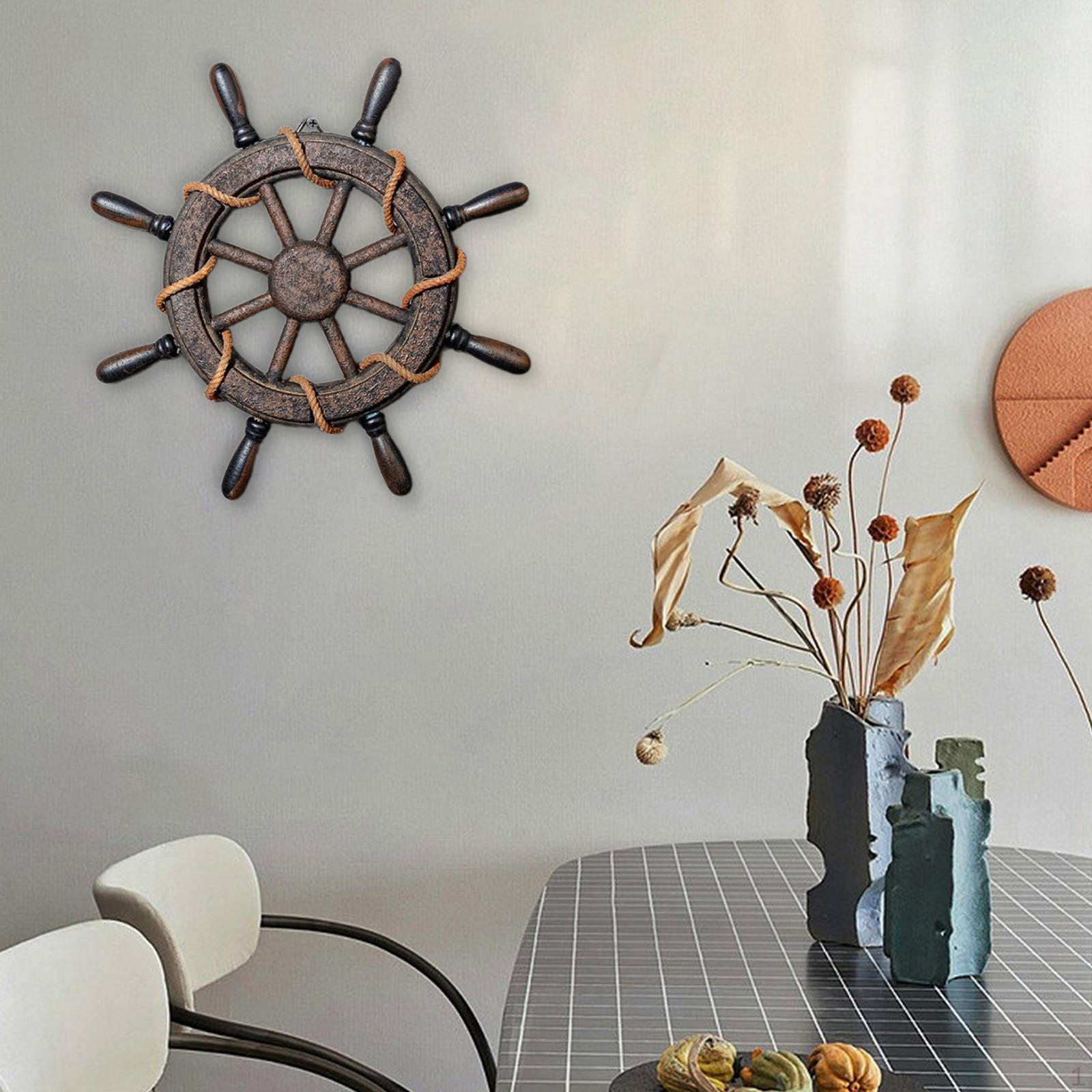 

Декор настенного искусства Деревянный штурвал корабля Without Net32x3x32cm