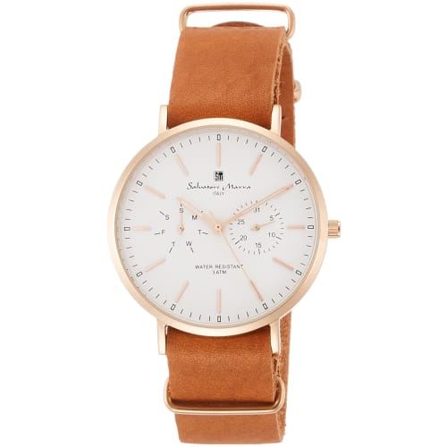 

Мужские часы Salvatore Marra с многофункциональным календарем, тонкий тип SM15117-PGWHPG, коричневые, официально импортированные