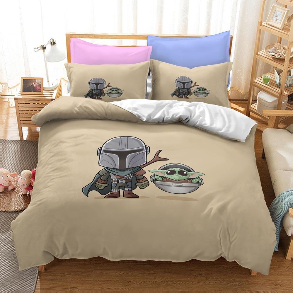 Juego de Ropa de Cama, Serie Mandalorian Tamaño Funda Nórdica de Tres Piezas