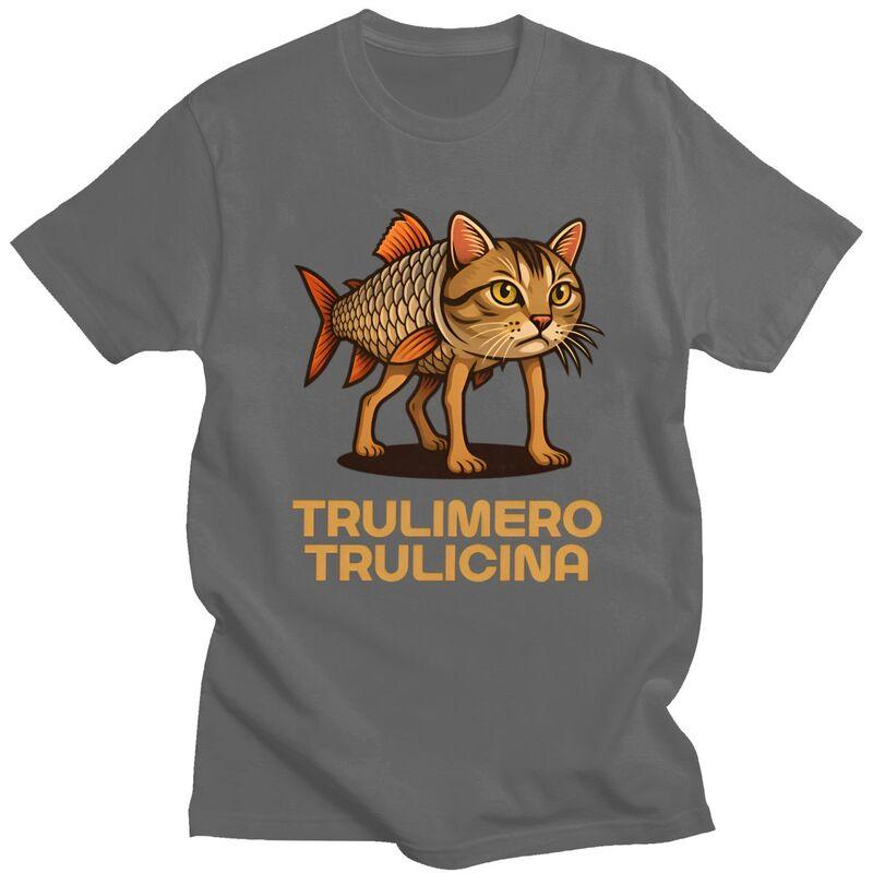 Italian Brainrot Fish Cat Meme TShirt 100 Cotton Tee Tops Streetwear Round Neck Tshirts Casual Short Sleeve For Men Birthday