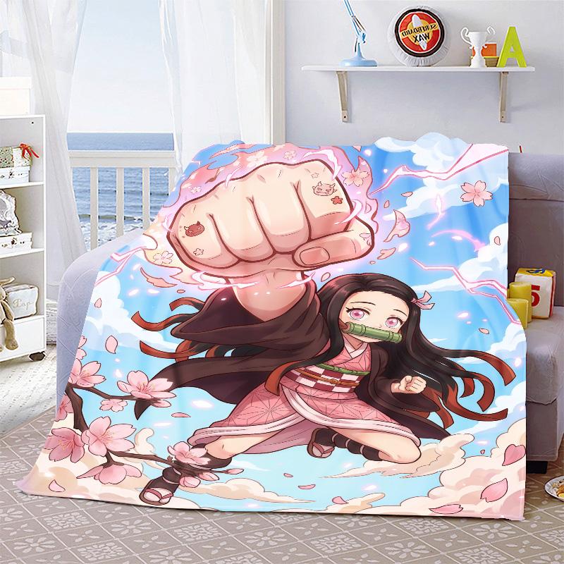 Nezuko Anime Blanket Flannel Throw Soft Warm Lightweight Blanket for Bed Sofa Cozy Home Decor Use -QJY