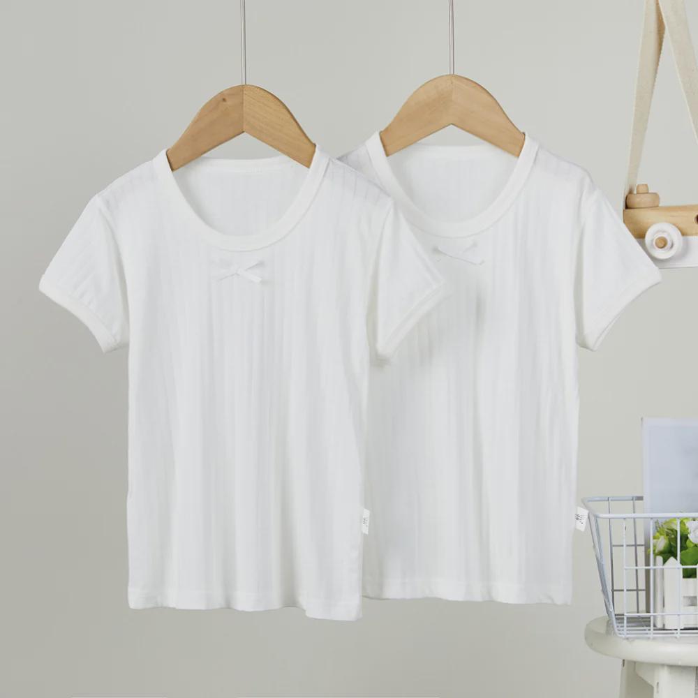 Summer Breathable Kids' Short-Sleeve T-Shirt 2-Pack - Solid Colors for Boys & Girls