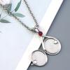 Anime Mermaid Seashell Necklace with Red Sand and Rhinestone Inlay
