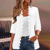 Women's Fashion Casual Seven Split Sleeve Solid Color Lace Cardigan Jacket