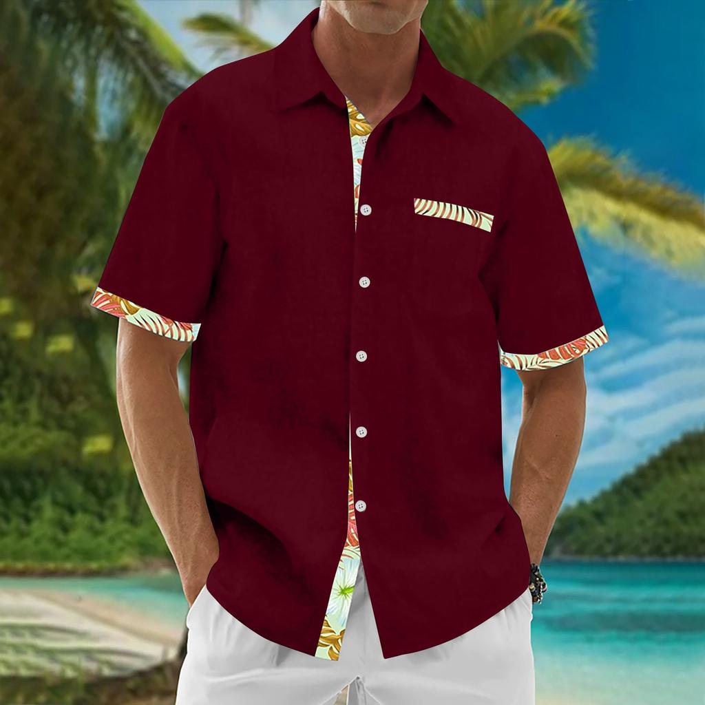 Hawaiian Shirt For Men, Men's Vintage Button Down Bowling Shirts Short Sleeve Summer Beach Shirt