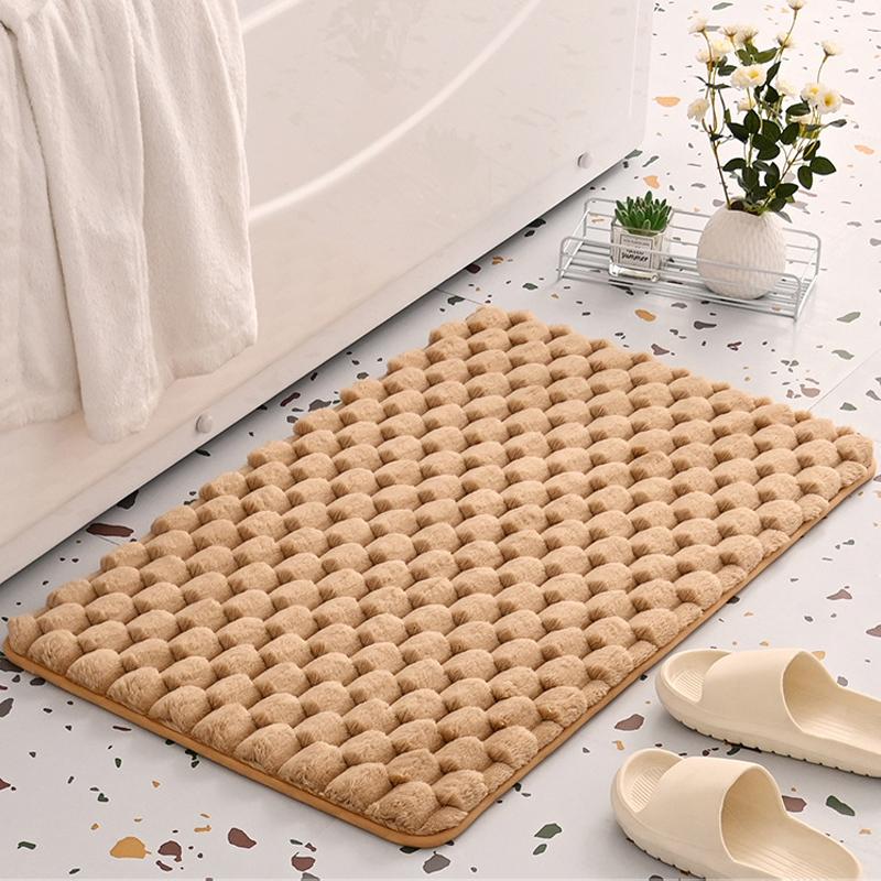 

New Flannel Bathroom Floor Mats Rebound Soft Flannel Absorbent Non-slip Bathroom Mats Household Basin Bathtub Side Floor Rug 40x60cm