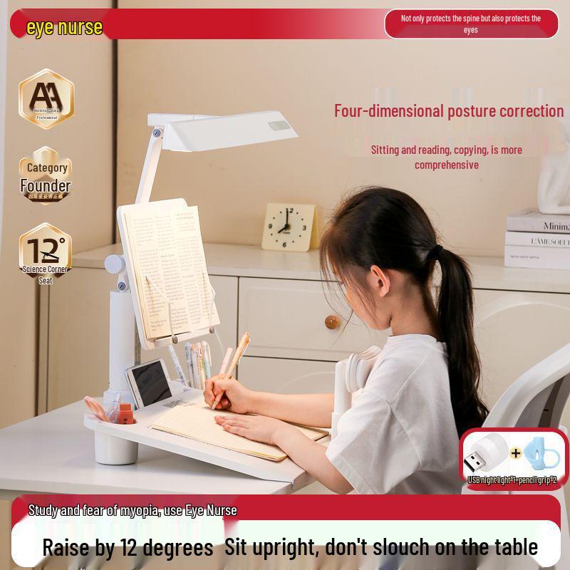 Luminária de Mesa Infantil com Proteção para os Olhos, Correção de Postura, Anti-Miopia e Porta-Canetas