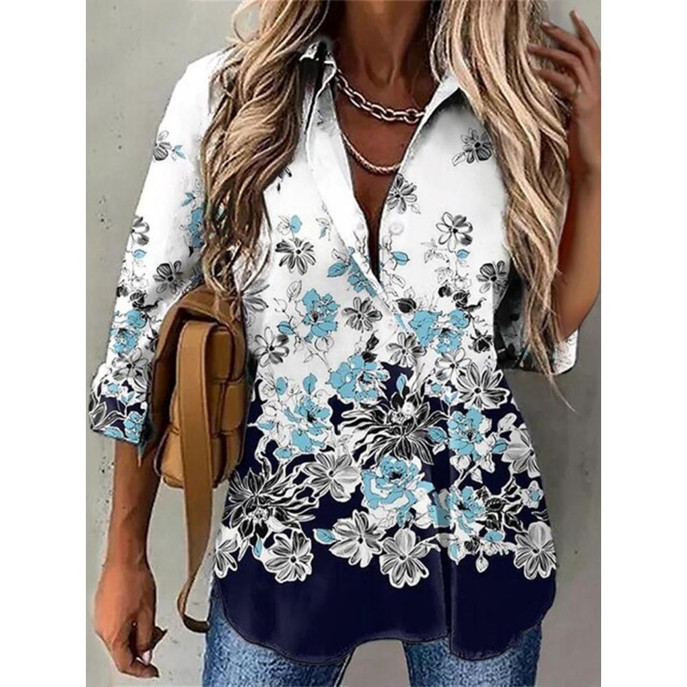 

Grace Woman s Blouses Spring and Autumn New shirts Fashion Casual Long Sleeve Shirts Feminine Temperament Polyester Shirts 5XL