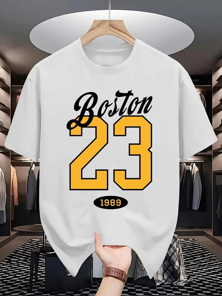 

Art Word Boston 23 Printing Men T-Shirts Summer O-Neck Retro Tee Cotton Loose Short Sleeve Basics Street Fashion Clothing Tops S разноцветный