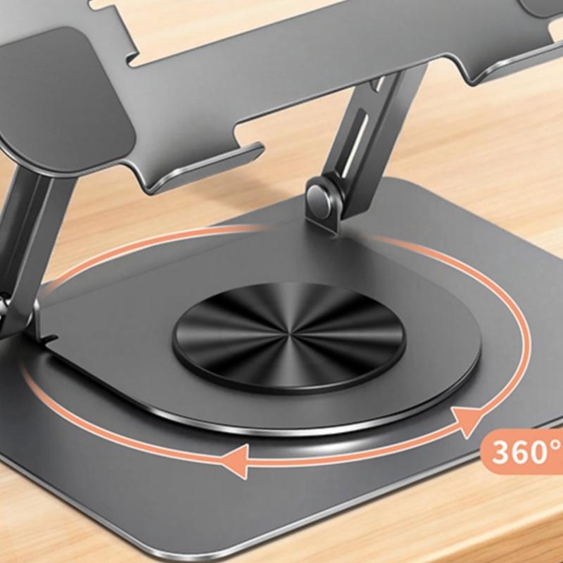 Portable Foldable Laptop Stand With 360 Degree Rotations And Double Axises Height Adjustment For 11 To 17.3Inch Devices