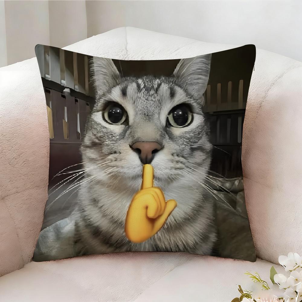 Cat Funny MEME Pillow Case Pillowcase Doublesided Printed Sofa Cushion Bedroom Headboard Pillow