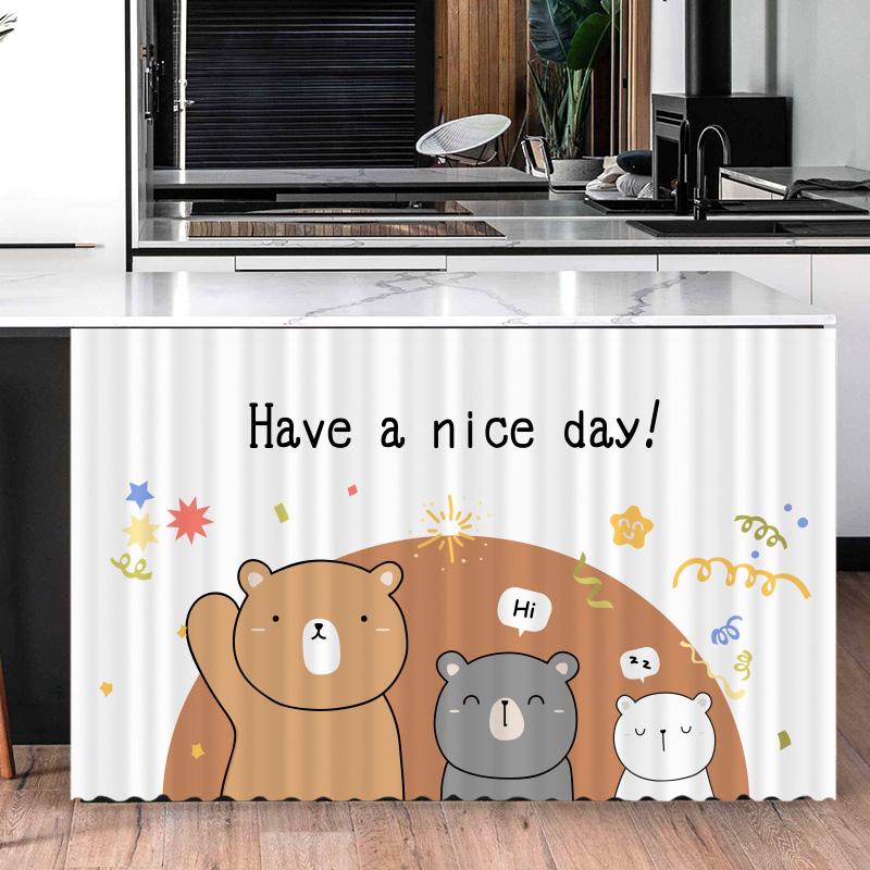 Cabinet Door Curtain Dustproof Curtain Decorative Wardrobe Bookcase Curtain for Kitchen Cupboard No Punching Covering Cloth