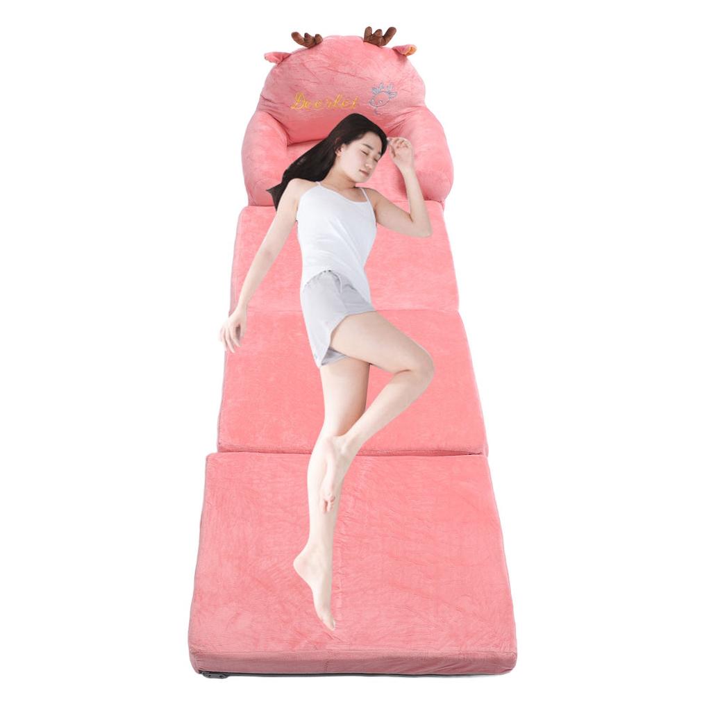 Foldable Sofa Cute Cartoon Shape Comfortable Multifunctional Kids Couch Fold Out for Home Kindergarten