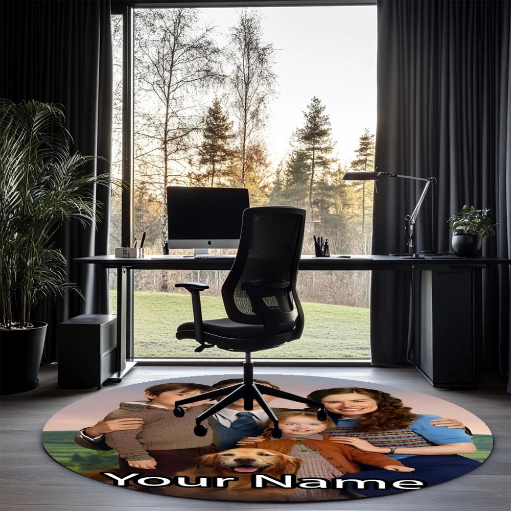 Custom Name All Creatures Great and Small Printed Round Rug Carpet Chair Rug Area Rug Entryway Doormats,for Office Chair Living Room Bedroom Kitchen R