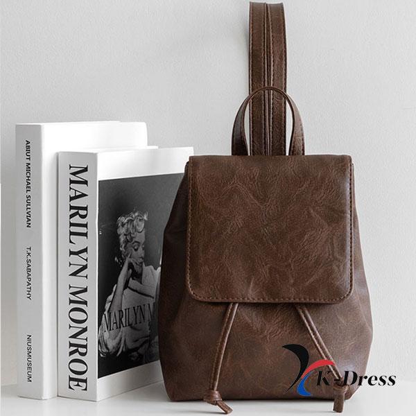 Mini sac à dos à rabat en cuir vintage (2 couleurs)